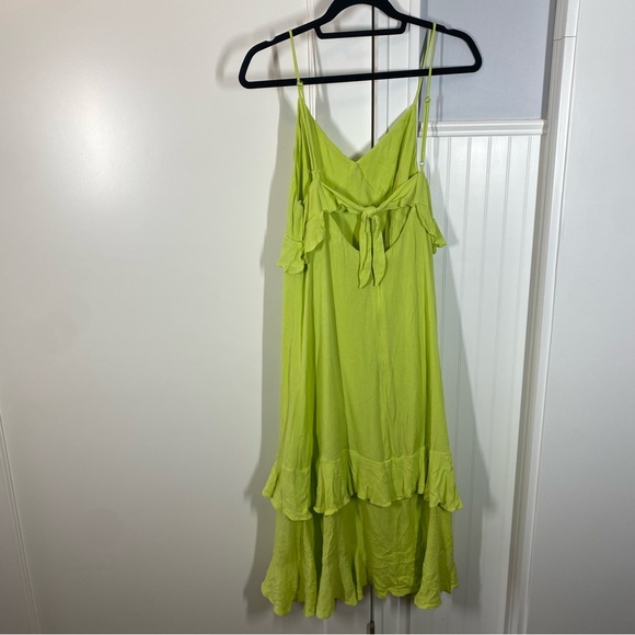 Lulus Island Time Lime Green ruffled midi dress beach vacation spring summer - Picture 5 of 9